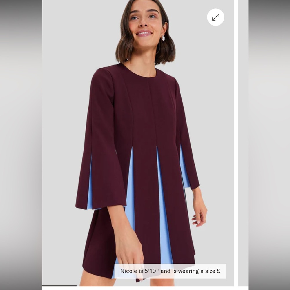 Tuckernuck Burgundy and Light Blue Long Sleeve Dress